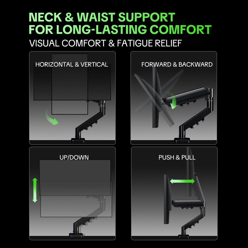 CX04 Ergonomic Gas Spring Single Monitor Arm (17–32")