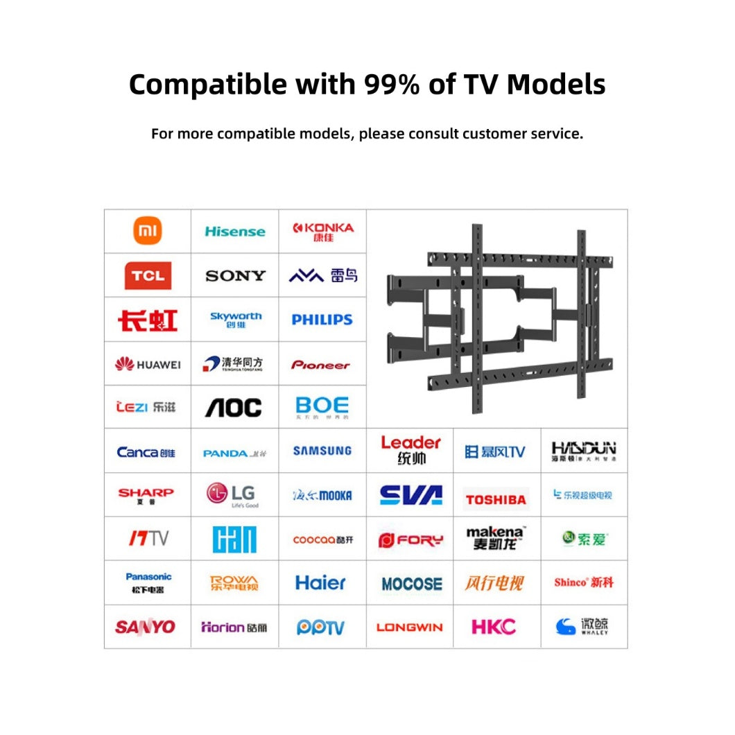 DY1020 Full‑Motion TV Wall Mount – 55″–120″, 80 kg Heavy‑Duty VESA Bracket
