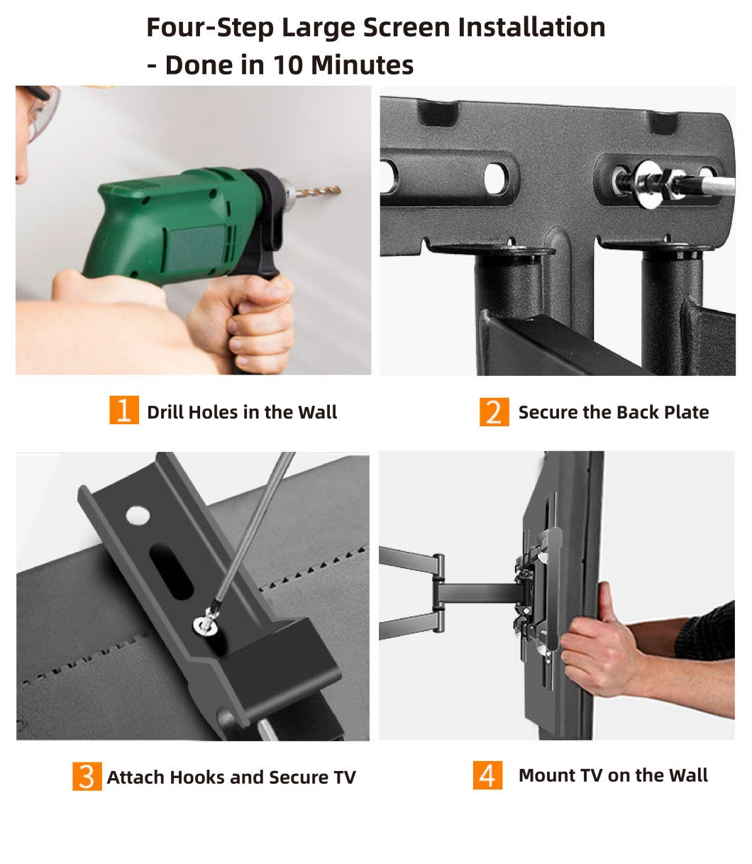 DY638D Heavy-Duty Articulating TV Wall Mount | 50"–80" | VESA 600×600 mm