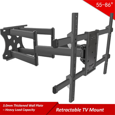 DY808s Heavy-Duty Swing-Arm TV & Monitor Mount (55–86″, VESA 600×400)