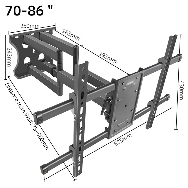 DY808s Heavy-Duty Swing-Arm TV & Monitor Mount (55–86″, VESA 600×400)
