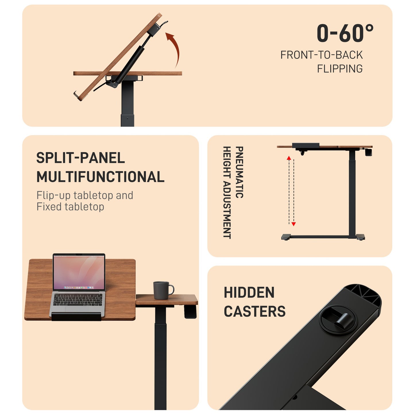 FA116 Pneumatic Split-Top Height-Adjustable Removable Desk