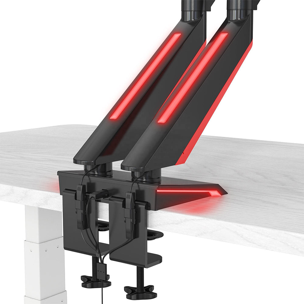 GE44 Dual Monitor Gaming Dazzle Arm with RGB (15"–32")