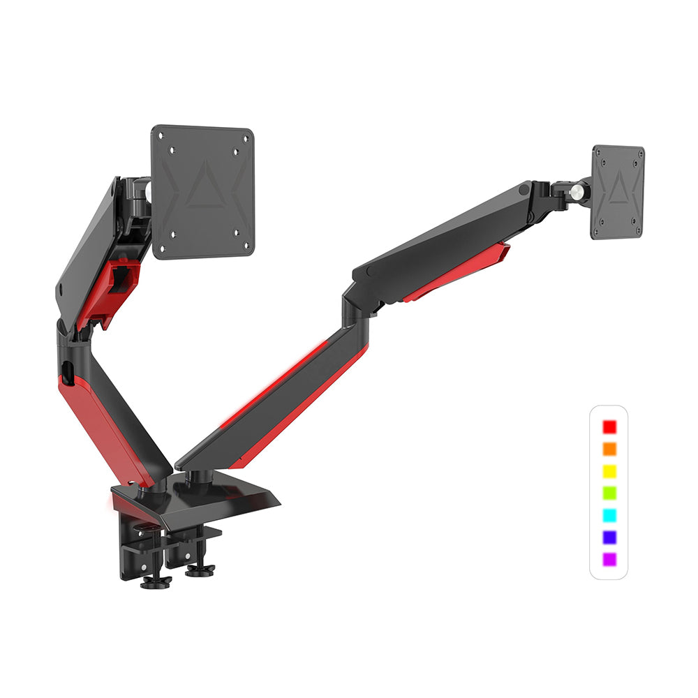 GE44 Dual Monitor Gaming Dazzle Arm with RGB (15"–32")