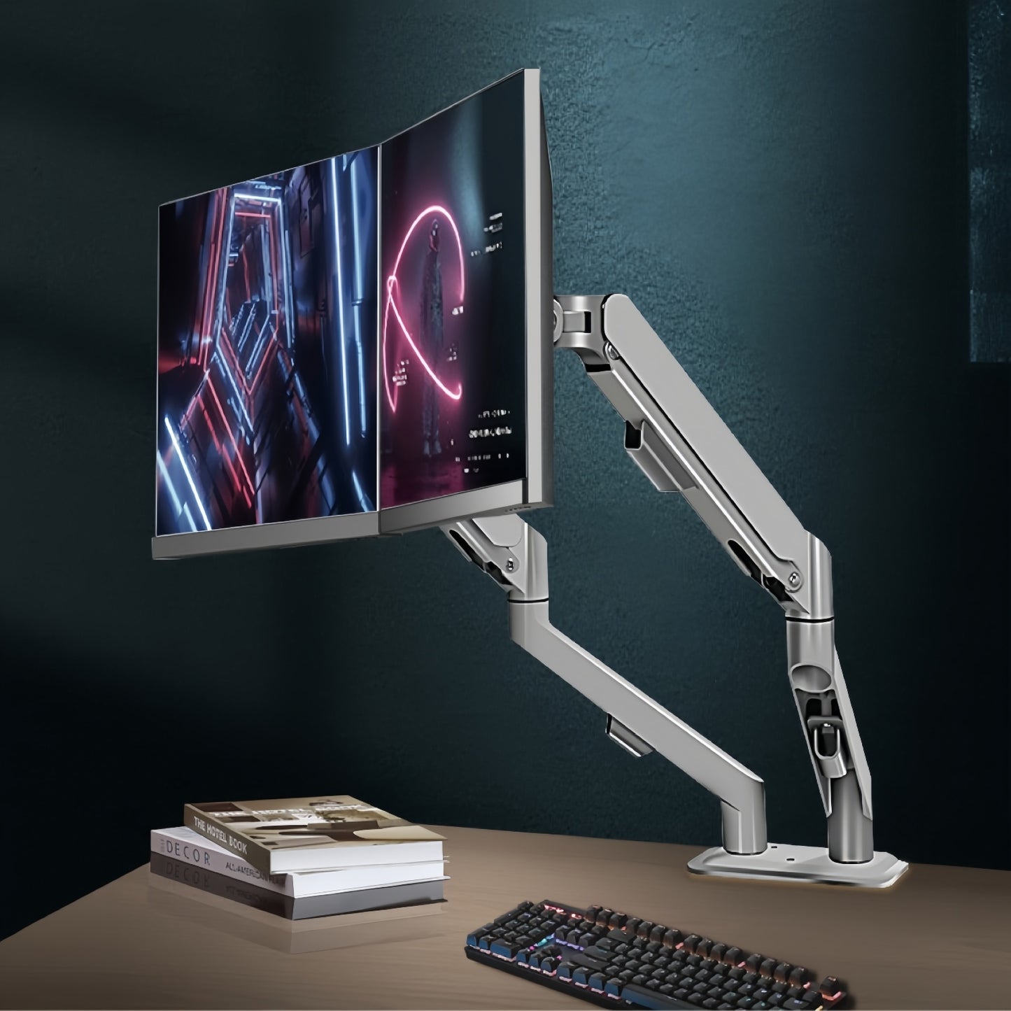 M22G Folding & Rotating Dual Monitor Arm — 17–30″ Screens