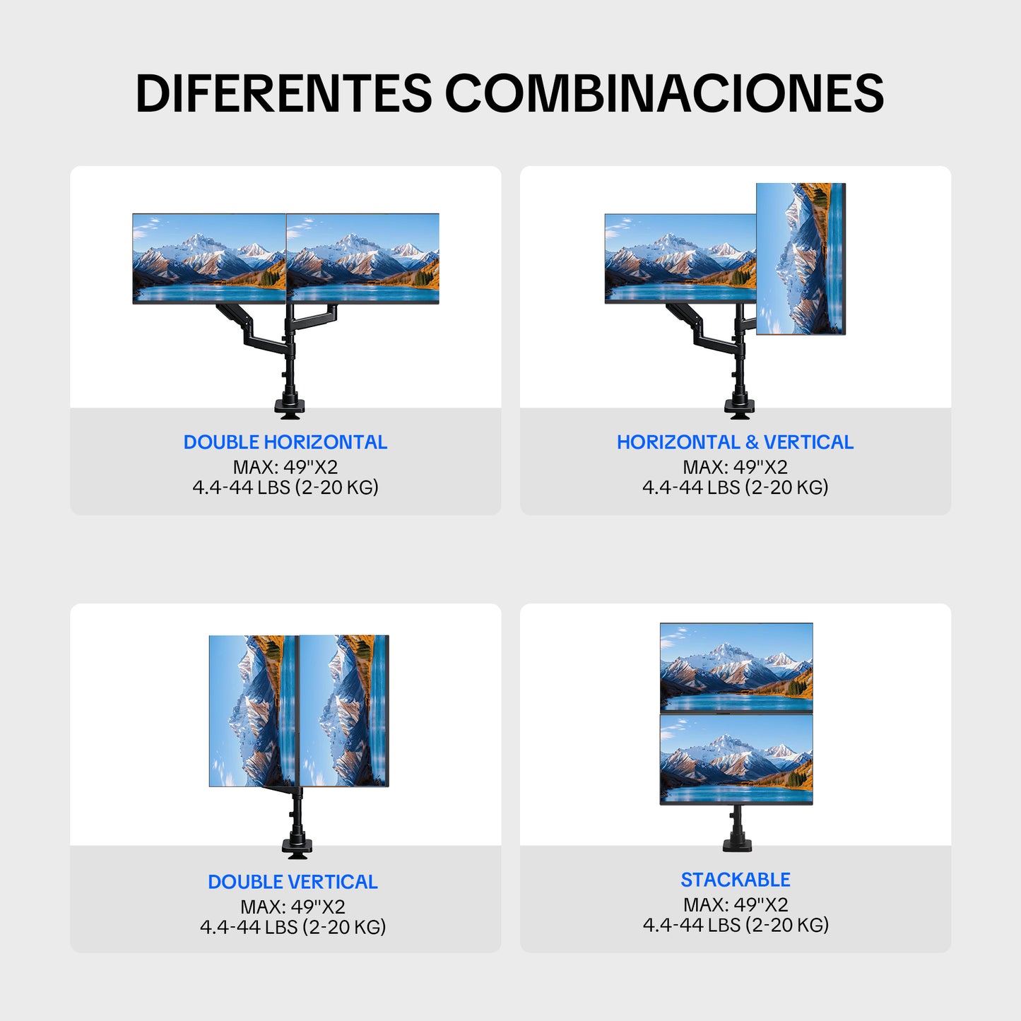 MD01 Premium Dual Monitor Arm for 15"-49" Monitors | 20kg per Arm