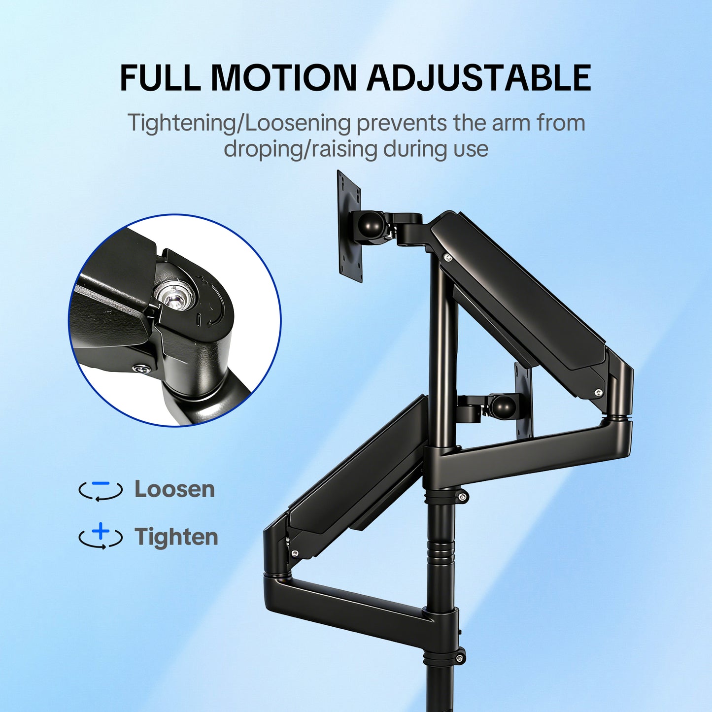 XP01 Dual Monitor Arm – Gas Spring Adjustable Mount for 17–49” Ultrawide Screens, 20kg Capacity