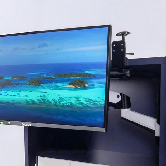 Small Desk, Big Upgrade: How a Hanging Monitor Arm Instantly Frees Up Your Space