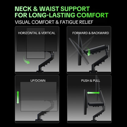 CX04 Ergonomic Gas Spring Single Monitor Arm (17–32")