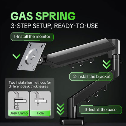 CX04 Ergonomic Gas Spring Single Monitor Arm (17–32")