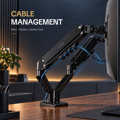 DA106-LH03 Premium Dual Monitor Arm with Laptop Tray for 15"–32" Monitors