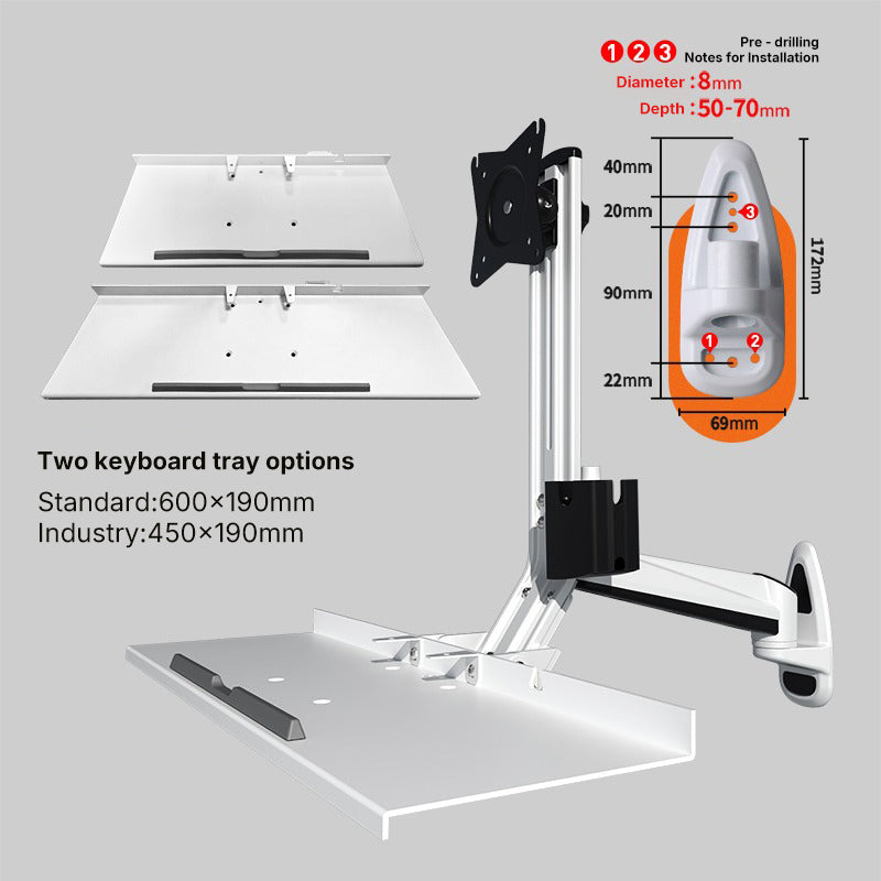 DC104W Industrial Wall-Mounted Display & Keyboard Arm