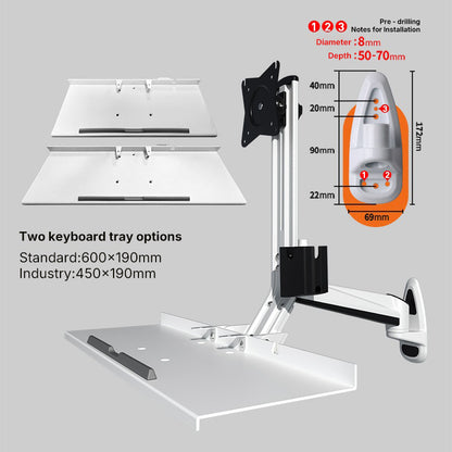 DC104W Industrial Wall-Mounted Display & Keyboard Arm