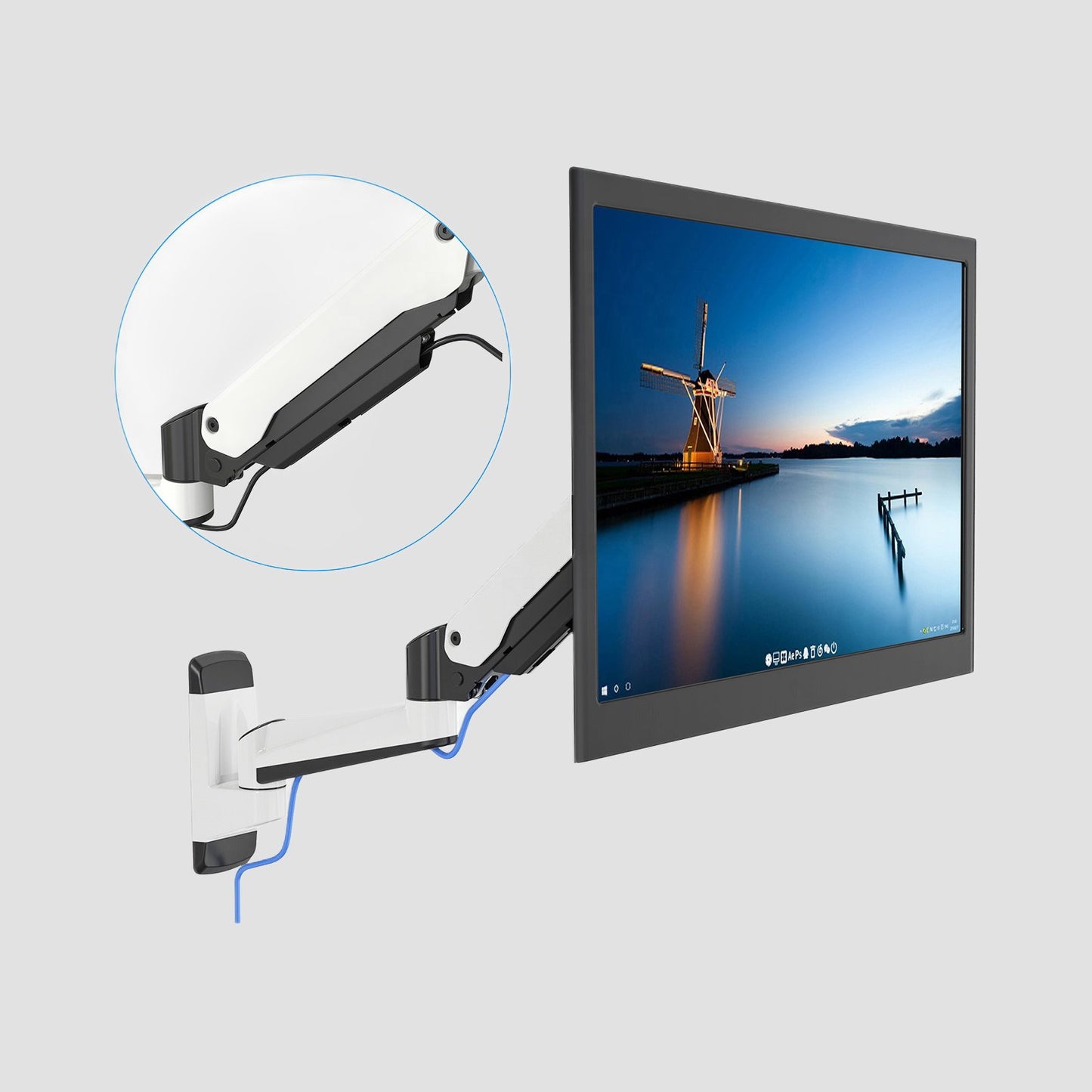 GA12W Gas Spring Wall Mount Monitor Arm 15"-32" Screens