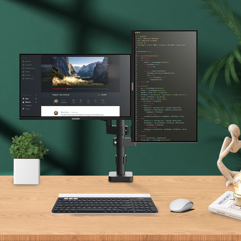 H11G Gas Spring Dual Monitor Arm – 17″–36″
