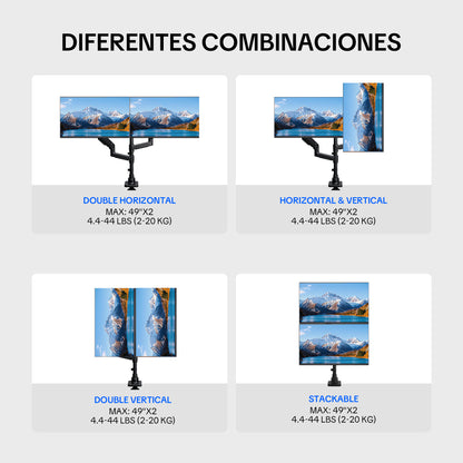 MD01 Premium Dual Monitor Arm for 15"-49" Monitors | 20kg per Arm