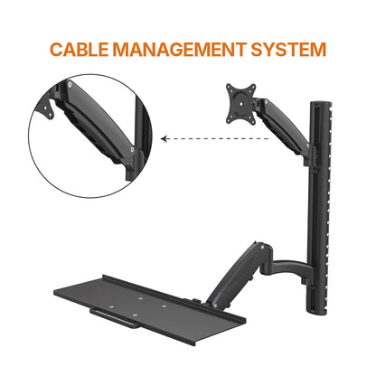 WS02 Adjustable Height Wall‑Mount Sit‑Stand Workstation with Mobile Tray