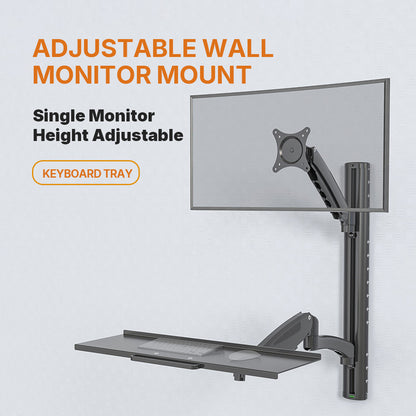 WS02 Adjustable Height Wall‑Mount Sit‑Stand Workstation with Mobile Tray