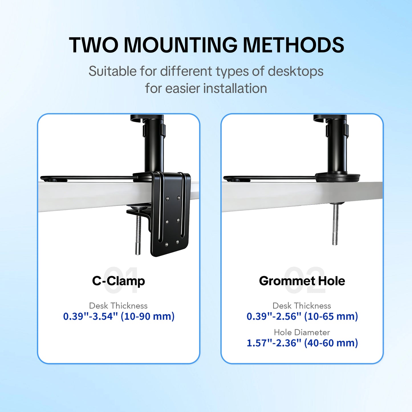 XP01 Dual Monitor Arm – Gas Spring Adjustable Mount for 17–49” Ultrawide Screens, 20kg Capacity