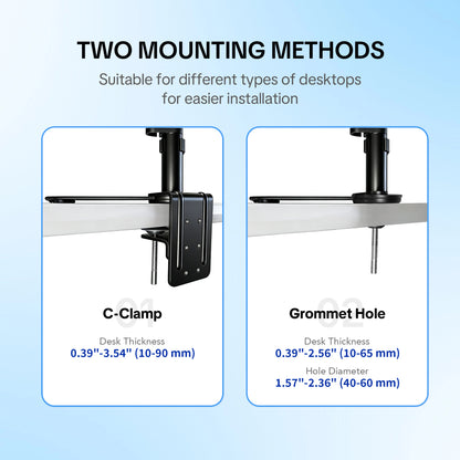XP01 Dual Monitor Arm – Gas Spring Adjustable Mount for 17–49” Ultrawide Screens, 20kg Capacity