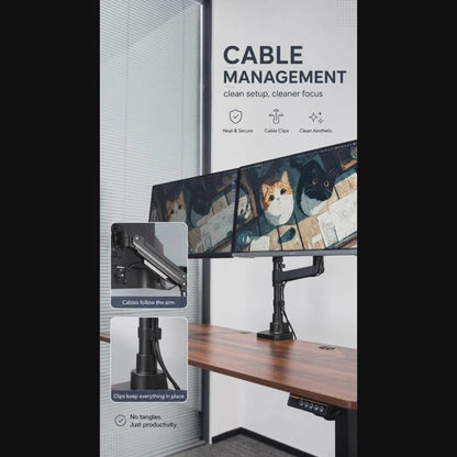 MD01 Premium Dual Monitor Arm for 15"-49" Monitors | 20kg per Arm